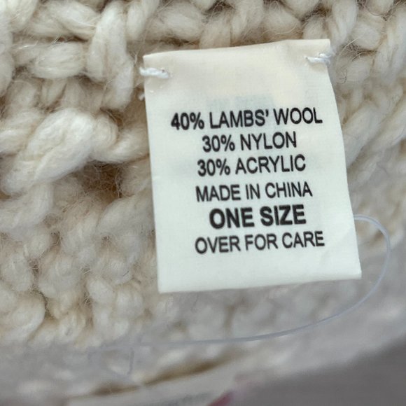 VINTAGE Abercrombie & Fitch pompom Pom Hat Beanie New Lamb wool CABLE rare main image 7